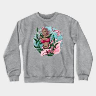 mermaid stuck in seaweed with carp Crewneck Sweatshirt